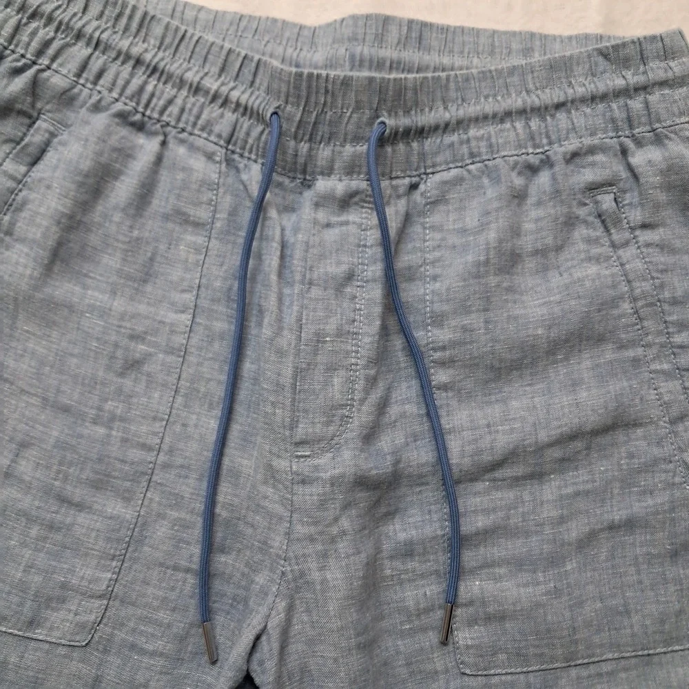 Athleta Pants Womens 8 Blue Cabo Linen Jogger Elastic Waist Drawstring Pockets